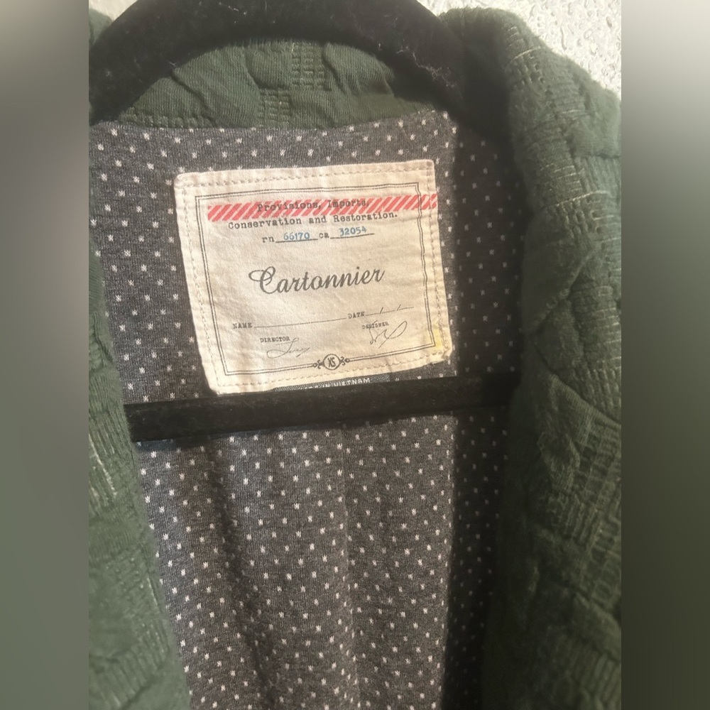 Anthropologie Cartonnier Extended Houndstooth Blazer in green cotton - Picture 7 of 10